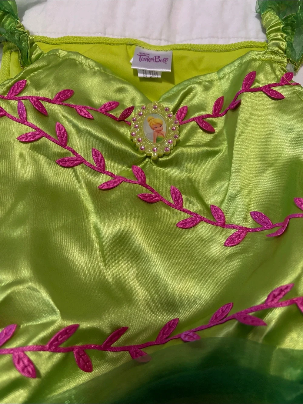 Disney Tinker Bell Bright Green Fairy Dress with Wings NWOT